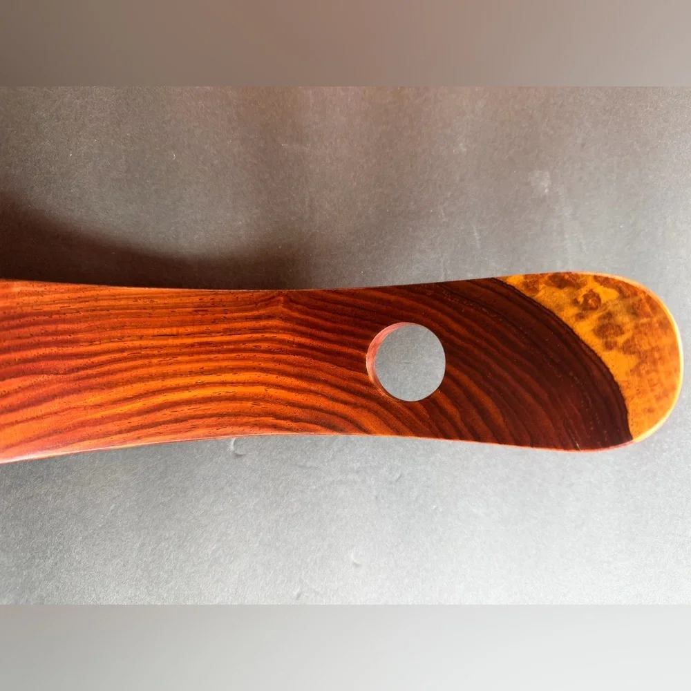 Exotic Wood Balance Wine Bottle Holder Two-Tone Burl Cocobolo Style Handmade